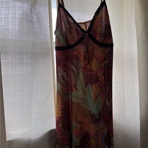 Colorful Leaf Print Slip Dress